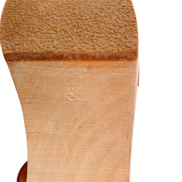 Swedish Hasbeens Debutant Clog Sandals 36 US 6 Brown Heeled Shoes Boho - Picture 9 of 10